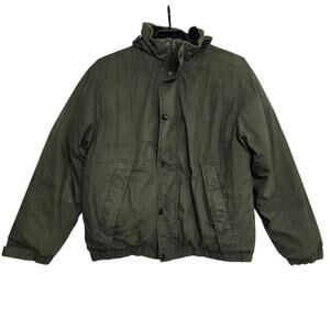 Eddie Bauer Goose Down Coat Size Large Green Farm Chore Work Worn In Distressed